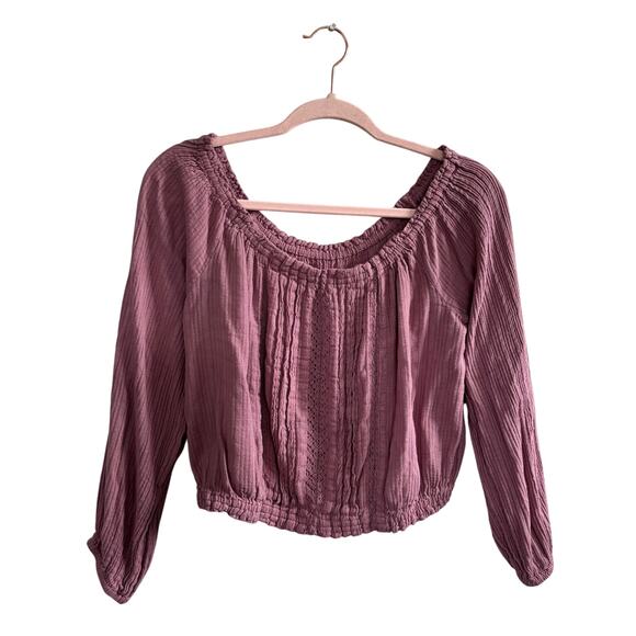 Aeropostale Pink Boho Over The Shoulder Peasant Top Women's Size Large - Picture 1 of 7